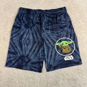 Star Wars Grogu Baby Yoda Tie Dye Lounge Pajama Shorts Blue Mens Size Medium